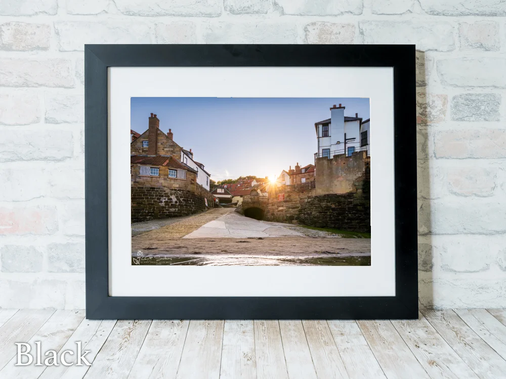 Sunset At Robin Hoods Bay Dock 6 Sunset At Robin Hoods Bay Dock - Black-Landscape-Frame