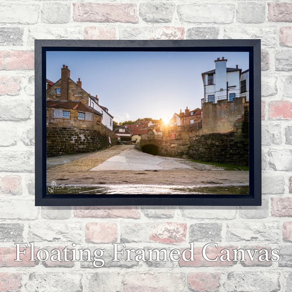 Sunset At Robin Hoods Bay Dock 3 Sunset At Robin Hoods Bay Dock - Landscape-Float-Frame-Canvas