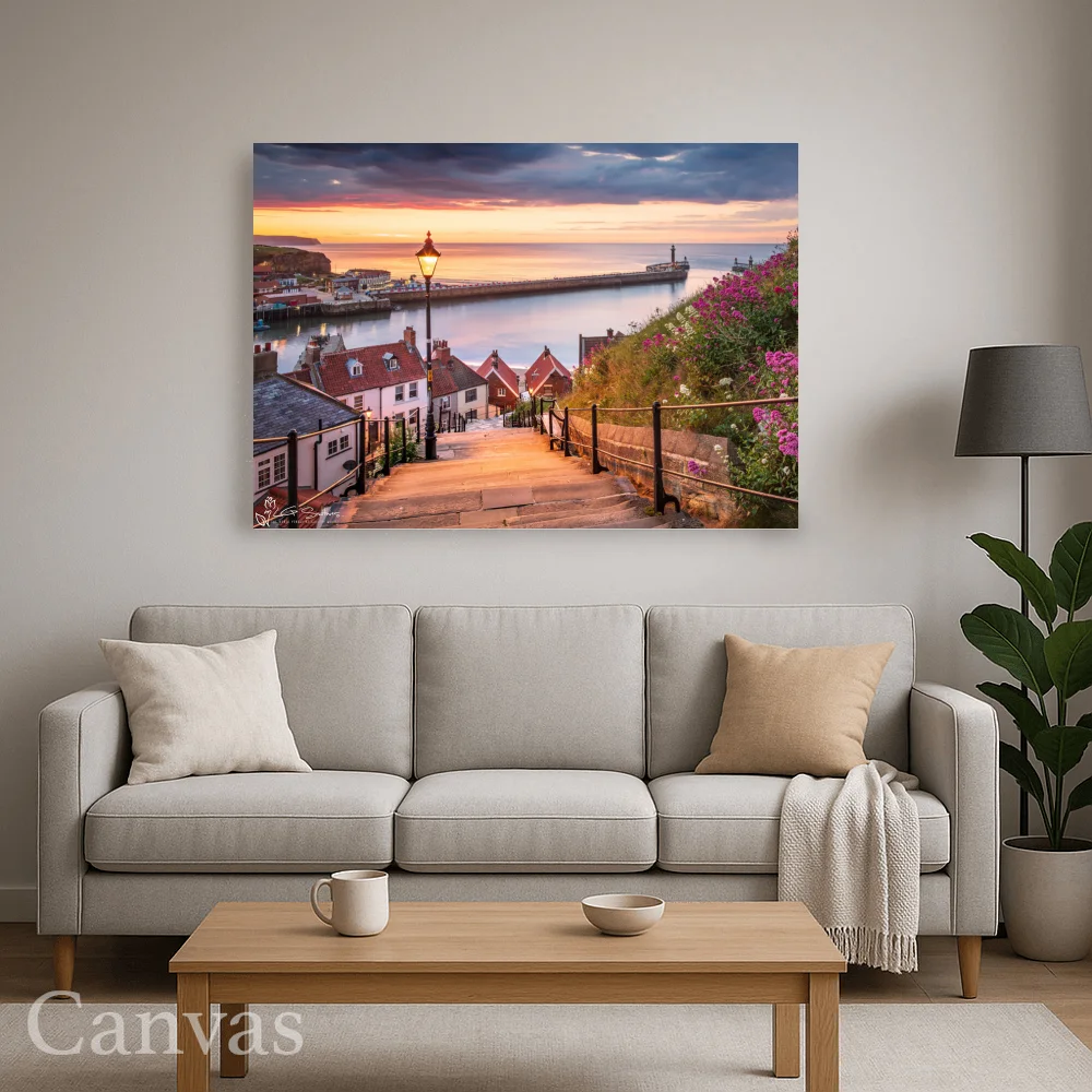 Sunset On Whitby's 199 Steps 8 Sunset On Whitby's 199 Steps - Wall-art-for-living-room-landscape