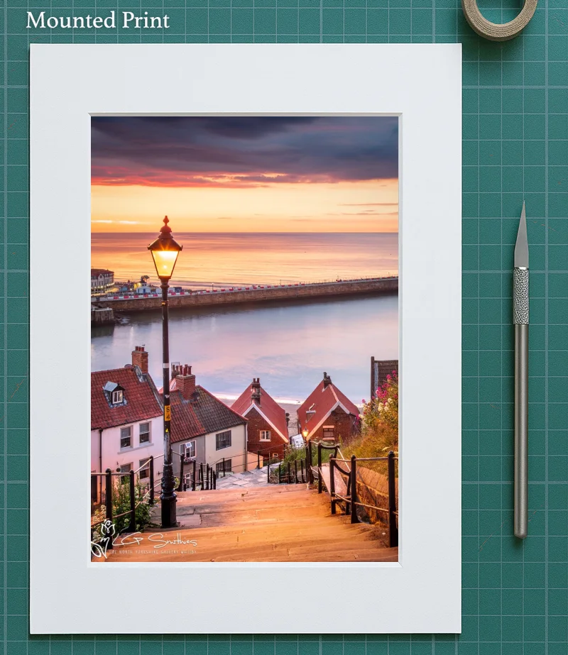 Sunset On Whitby's Steps 5 Sunset On Whitby's Steps - Mounted-Print-Portrait