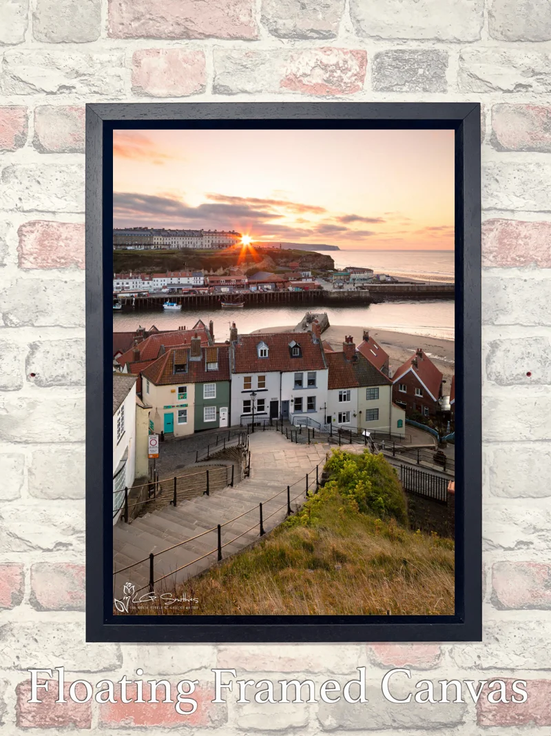 Sunset Over Whitby's West Cliff From The 199 Steps 7 Sunset Over Whitby's West Cliff From The 199 Steps - Float-Frame-Canvas-Portrait