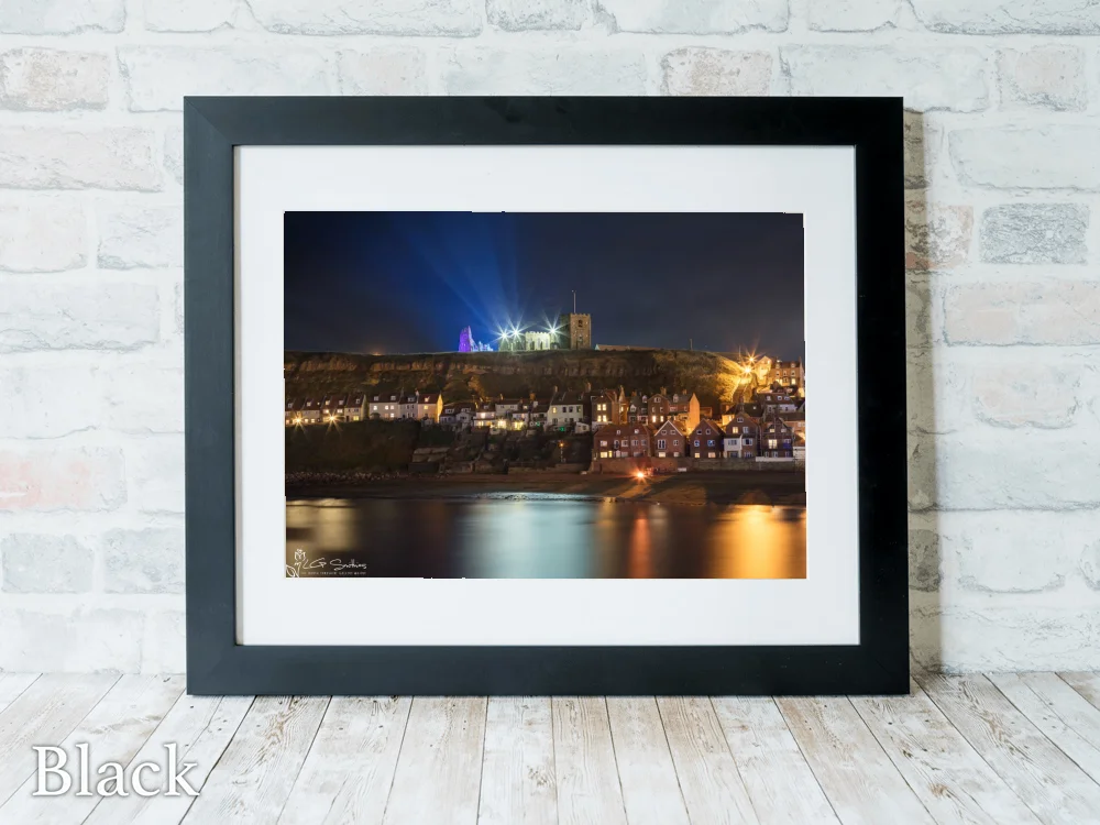 Tate Hill and Illuminated Whitby Abbey 6 Tate Hill and Illuminated Whitby Abbey - Black-Landscape-Frame