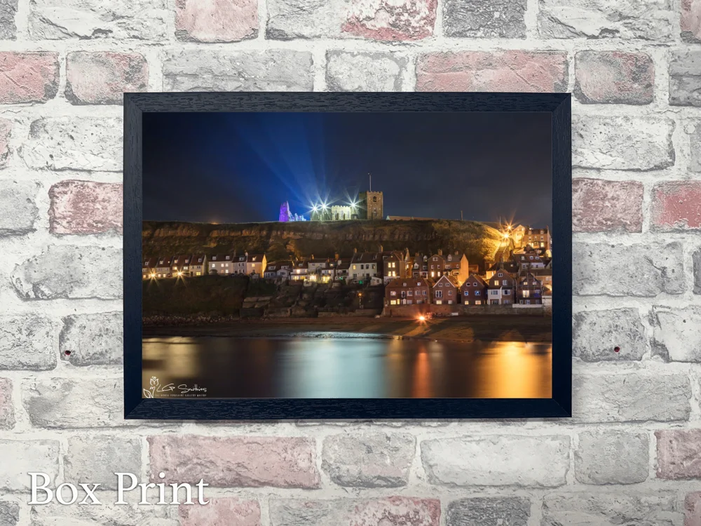 Tate Hill and Illuminated Whitby Abbey 4 Tate Hill and Illuminated Whitby Abbey - Landscape-Box-Print