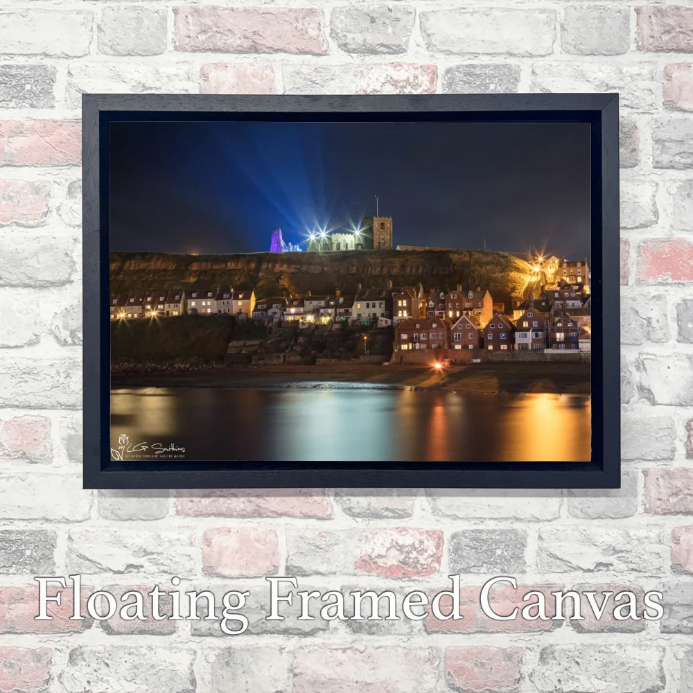 Tate Hill and Illuminated Whitby Abbey 3 Tate Hill and Illuminated Whitby Abbey - Landscape-Float-Frame-Canvas