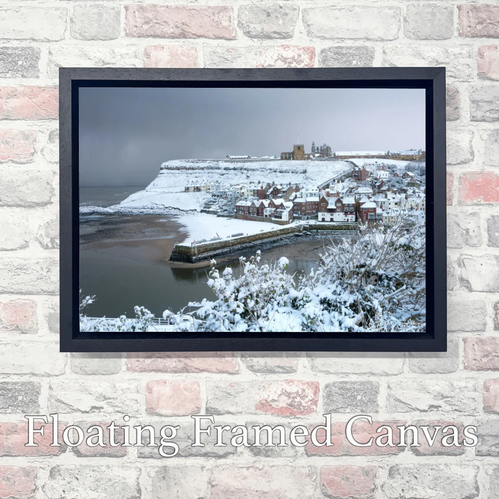 Tate Hill Whitby In The Snow 3 Tate Hill Whitby In The Snow - Landscape-Float-Frame-Canvas