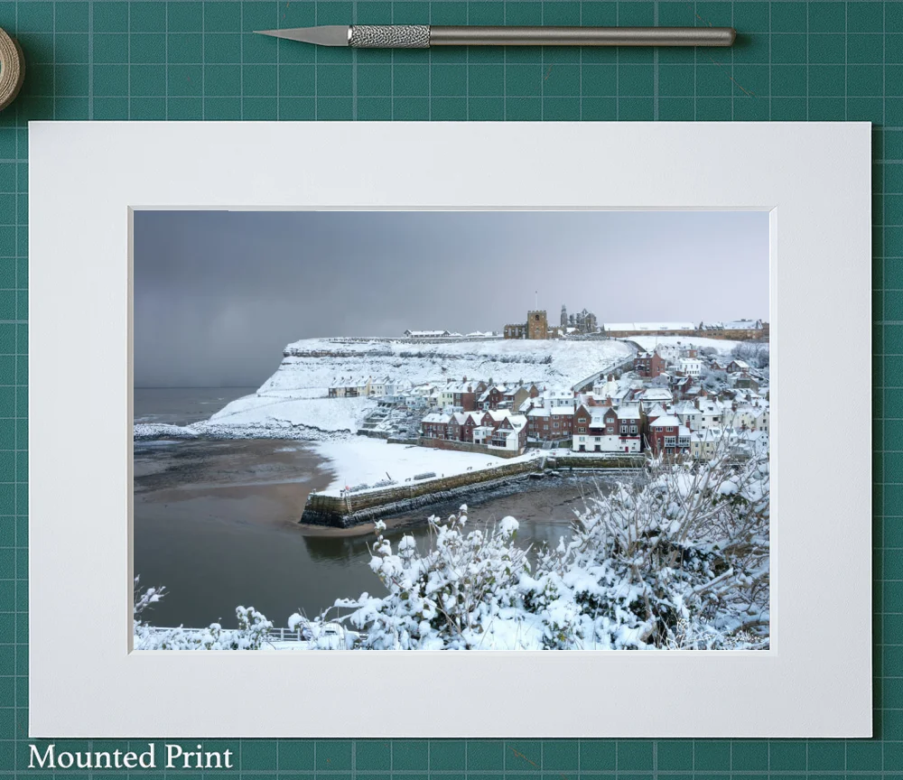 Tate Hill Whitby In The Snow 2 Tate Hill Whitby In The Snow - Landscape-Mounted-Print