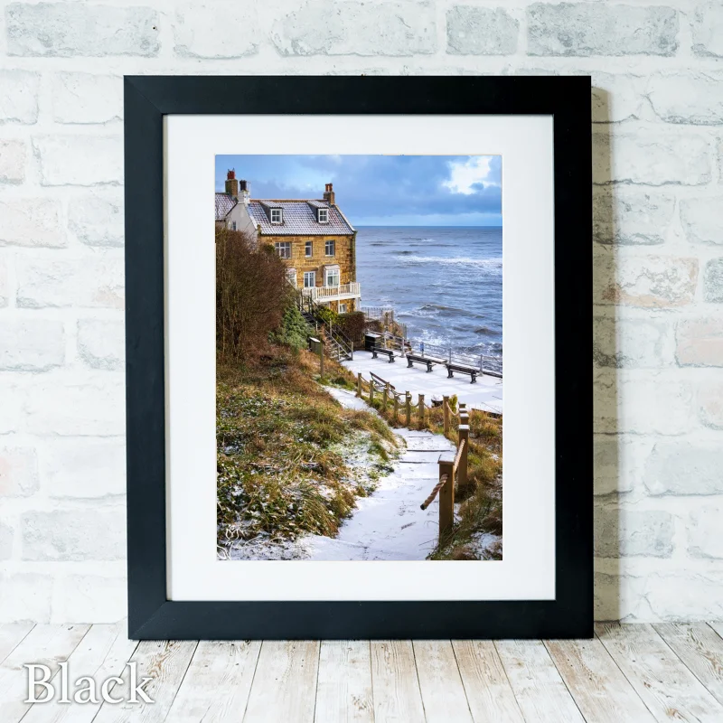 The Cleveland Way To Robin Hoods Bay In The Snow 3 The Cleveland Way To Robin Hoods Bay In The Snow - Black-Portrait-Frame