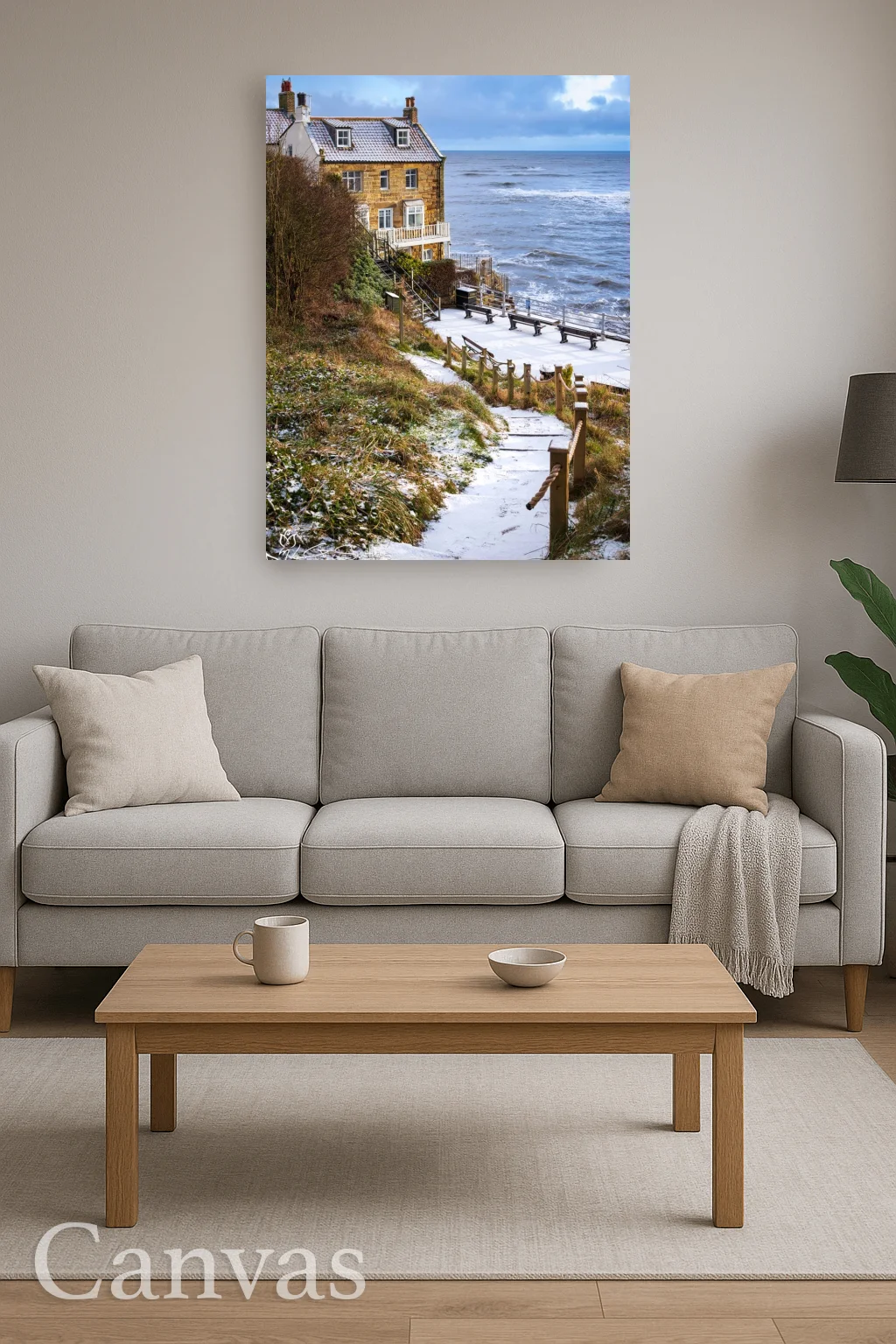 The Cleveland Way To Robin Hoods Bay In The Snow 8 The Cleveland Way To Robin Hoods Bay In The Snow - Wall-art-for-living-room-portrait