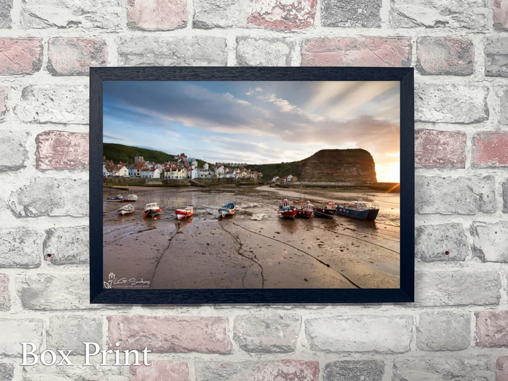 The Fleet In Staithes Harbour 4 The Fleet In Staithes Harbour - Landscape-Box-Print