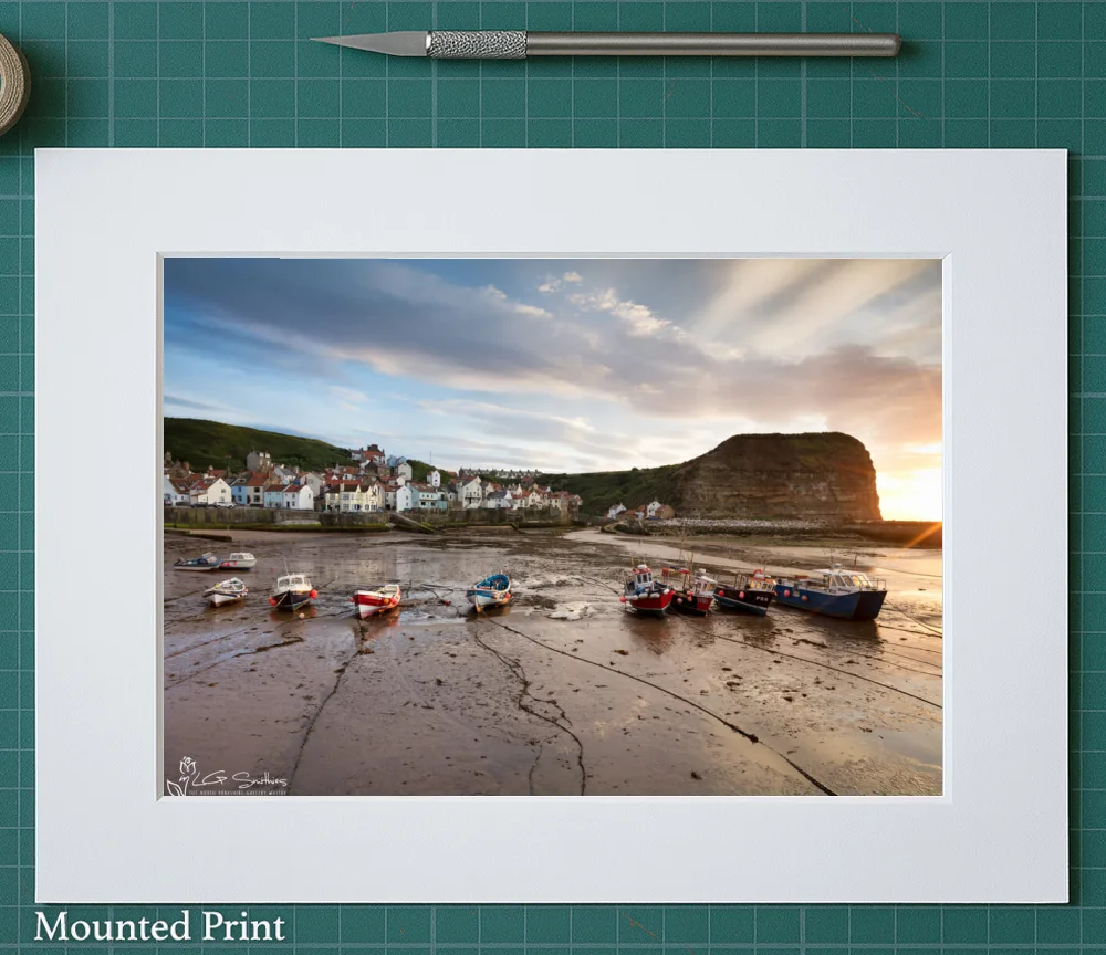 The Fleet In Staithes Harbour 2 The Fleet In Staithes Harbour - Landscape-Mounted-Print