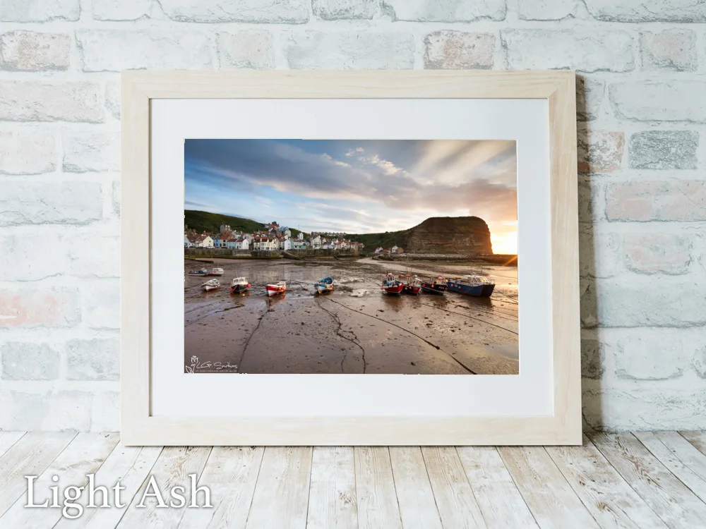 The Fleet In Staithes Harbour 5 The Fleet In Staithes Harbour - Light-Ash-Landscape-Frame