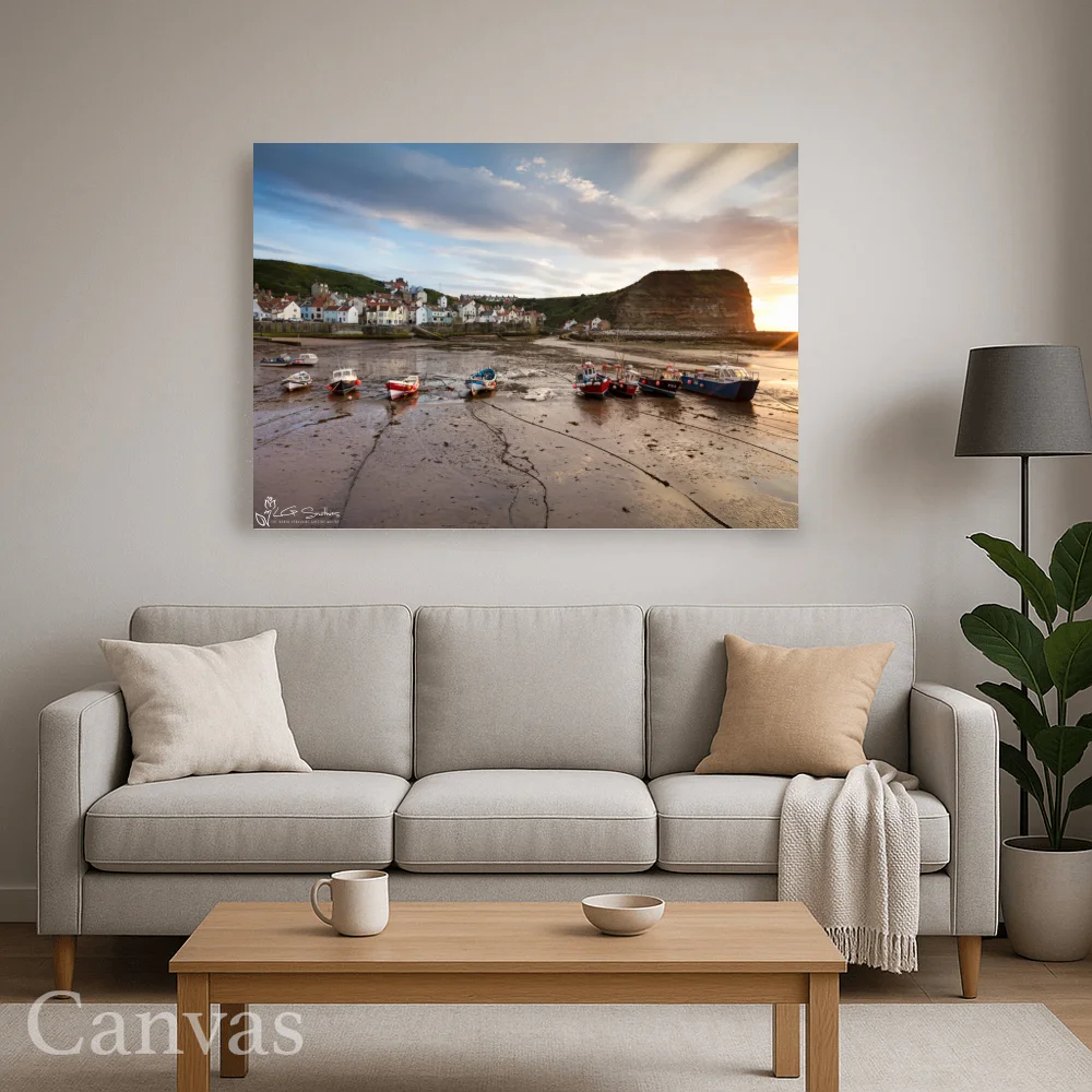The Fleet In Staithes Harbour 8 The Fleet In Staithes Harbour - Wall-art-for-living-room-landscape
