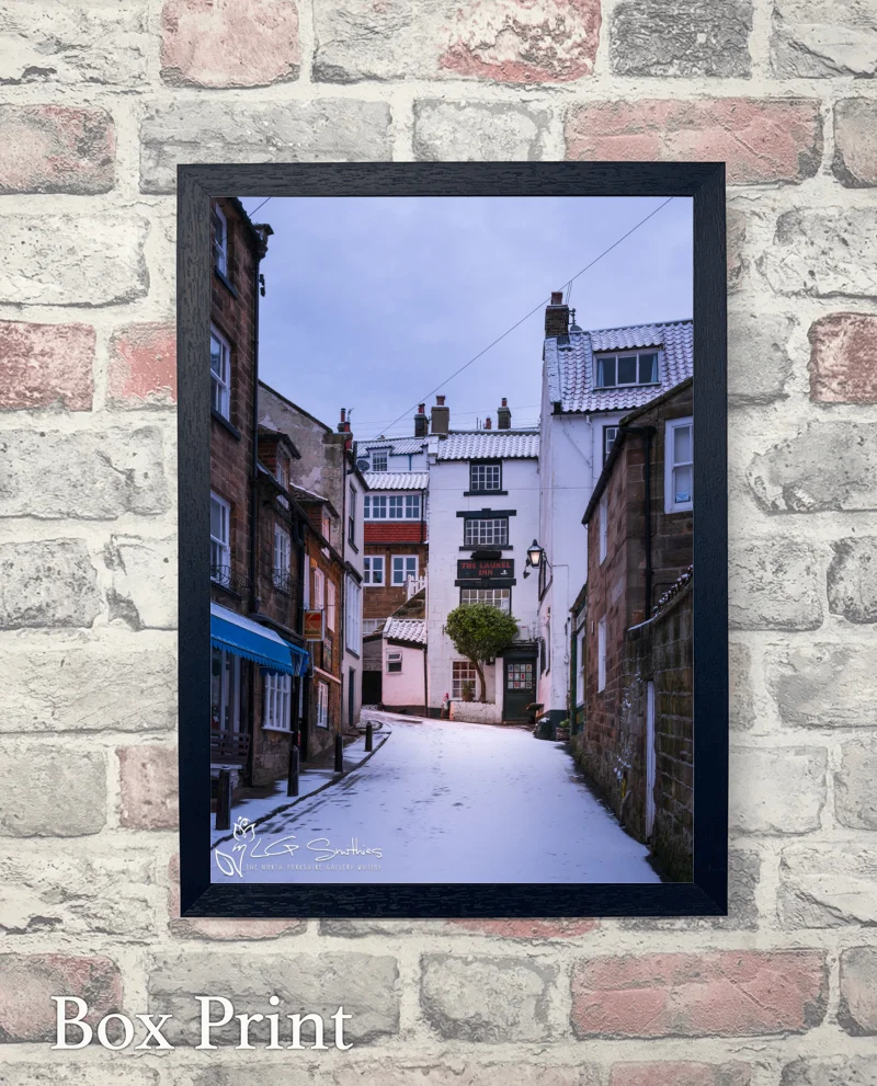The Laurel Inn At Robin Hoods Bay On A Winters Morning 6 The Laurel Inn At Robin Hoods Bay On A Winters Morning - Box-Print-Portrait