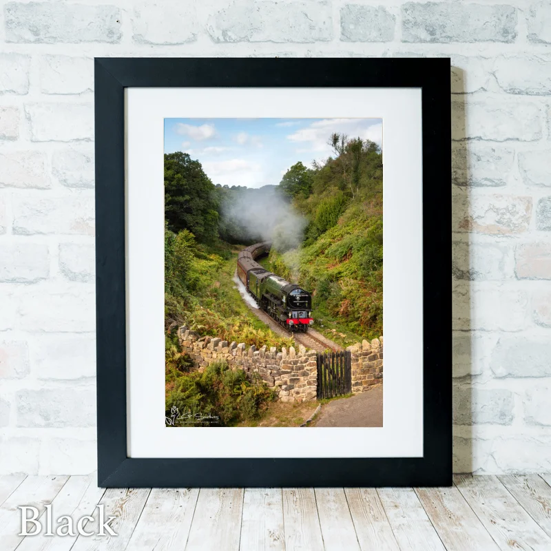 The Tornado Steam Train At Beckhole On The North York Moors Railway 3 The Tornado Steam Train At Beckhole On The North York Moors Railway - Black-Portrait-Frame