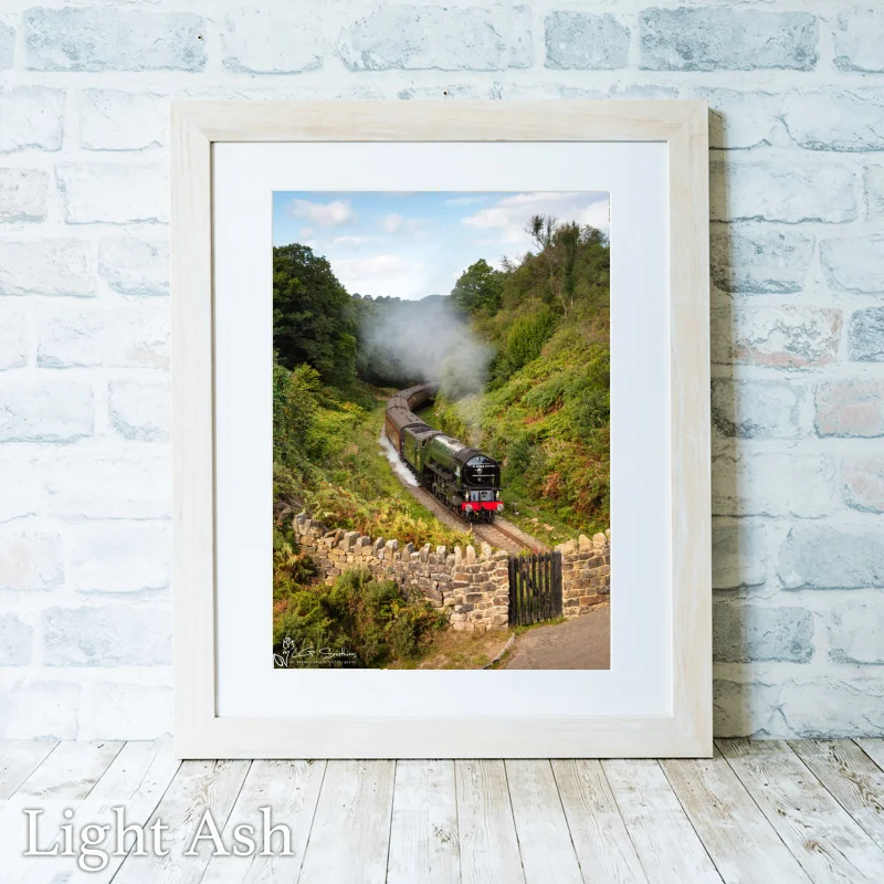 The Tornado Steam Train At Beckhole On The North York Moors Railway 2 The Tornado Steam Train At Beckhole On The North York Moors Railway - Light-Ash-Portrait-Frame