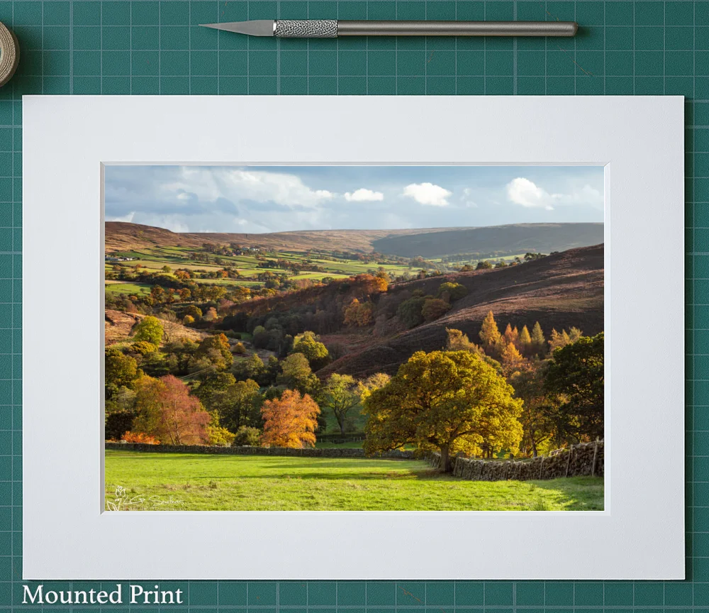 Westerdale In The Autumn Sunshine 2 Westerdale In The Autumn Sunshine - Landscape-Mounted-Print