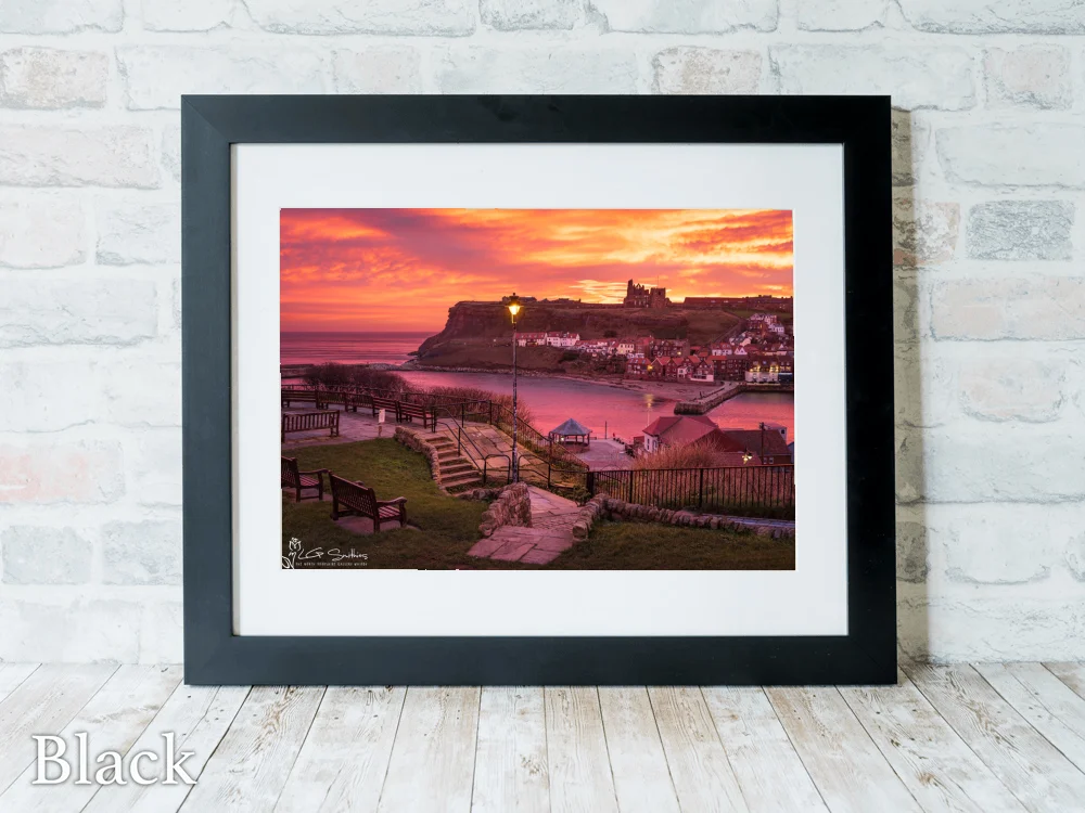 Whitby Abbey Across the Esk at Sunrise 6 Whitby Abbey Across the Esk at Sunrise - Black-Landscape-Frame