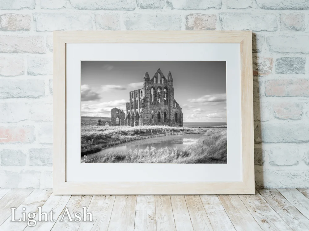 Whitby Abbey Black And White 5 Whitby Abbey Black And White - Light-Ash-Landscape-Frame