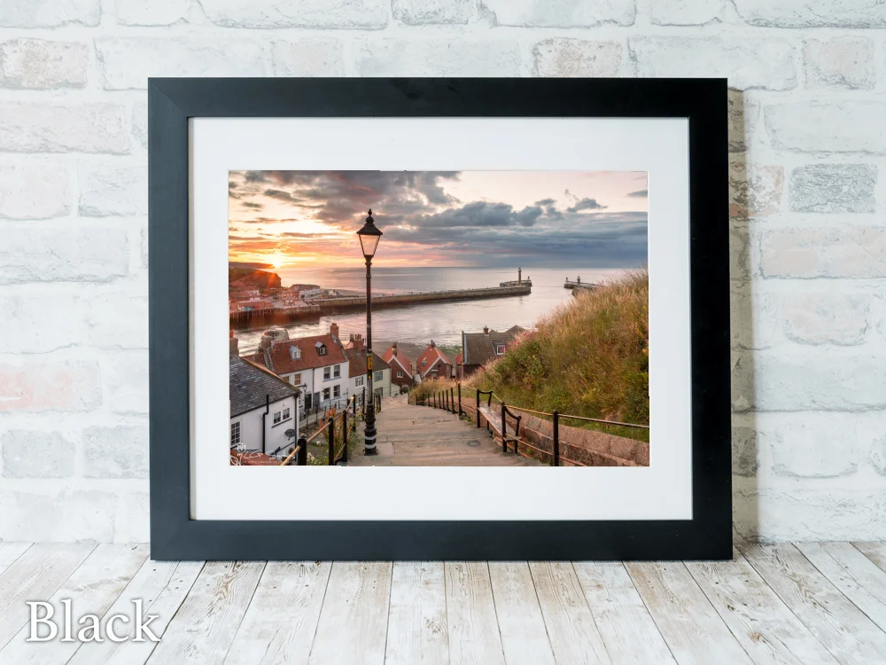 Whitby Abbey Steps At Sunset 6 Whitby Abbey Steps At Sunset - Black-Landscape-Frame