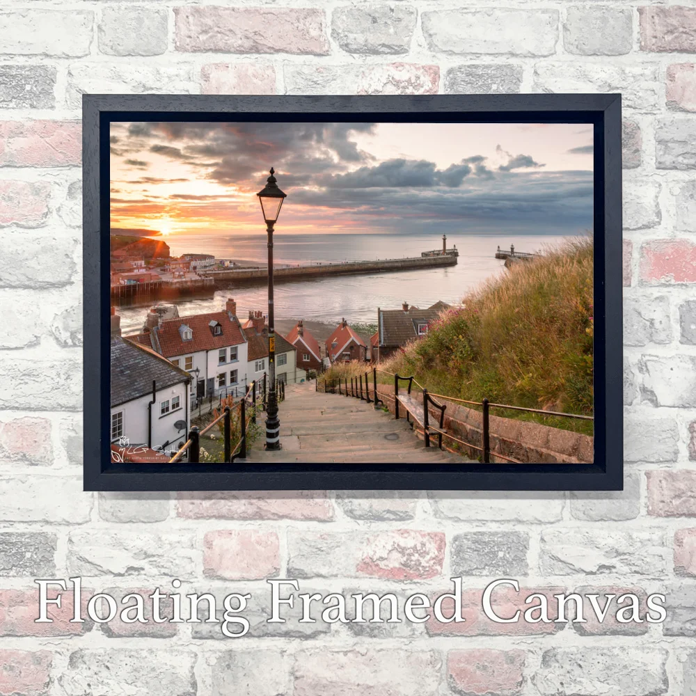 Whitby Abbey Steps At Sunset 3 Whitby Abbey Steps At Sunset - Landscape-Float-Frame-Canvas