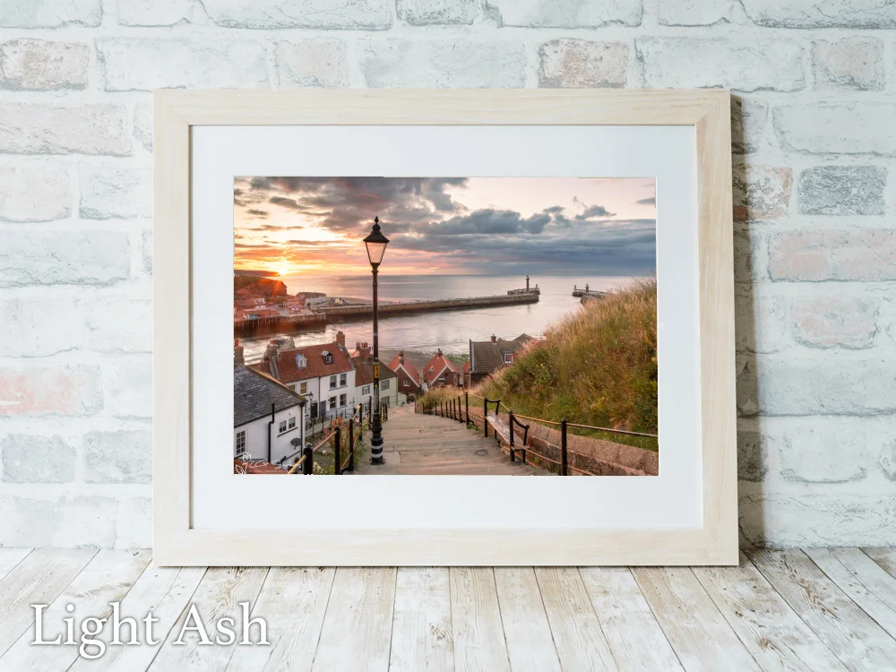 Whitby Abbey Steps At Sunset 5 Whitby Abbey Steps At Sunset - Light-Ash-Landscape-Frame