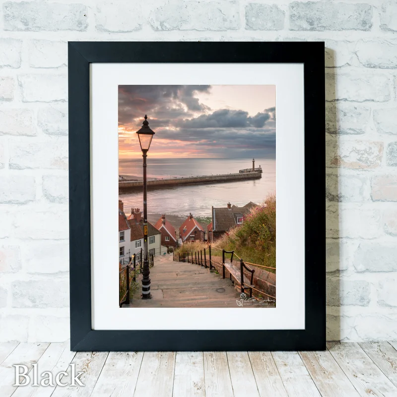 Whitby Abbey Steps At Sunset Portrait 3 Whitby Abbey Steps At Sunset Portrait - Black-Portrait-Frame