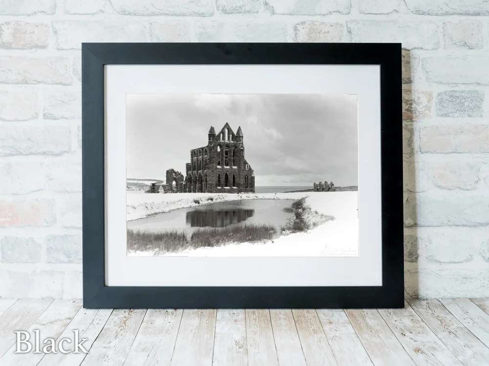 Whitby Abbey Surrounded By Snow 6 Whitby Abbey Surrounded By Snow - Black-Landscape-Frame