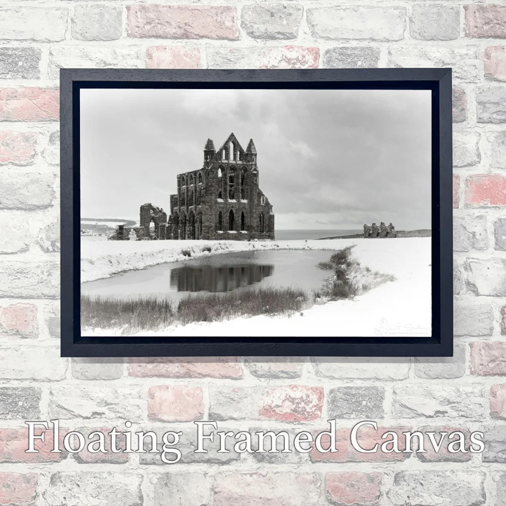 Whitby Abbey Surrounded By Snow 3 Whitby Abbey Surrounded By Snow - Landscape-Float-Frame-Canvas