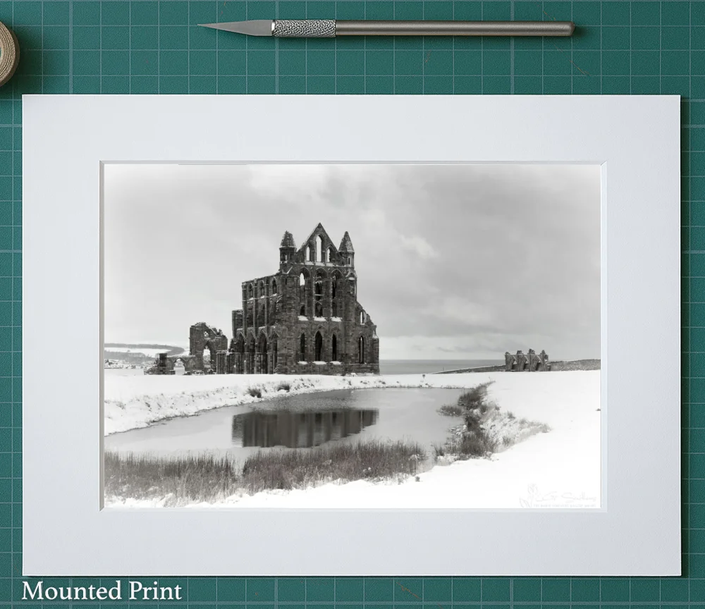 Whitby Abbey Surrounded By Snow 2 Whitby Abbey Surrounded By Snow - Landscape-Mounted-Print