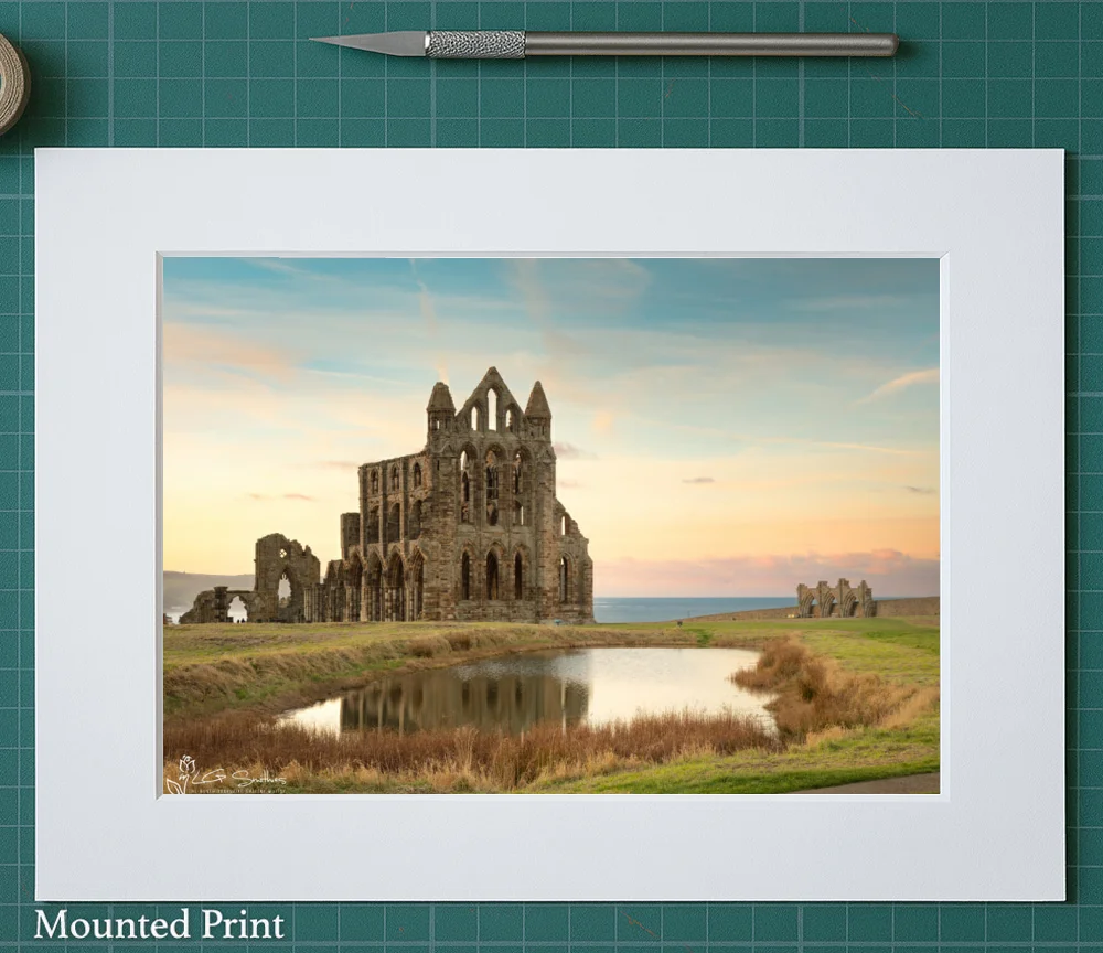 Whitby Abbey Winter Sunset 2 Whitby Abbey Winter Sunset - Landscape-Mounted-Print