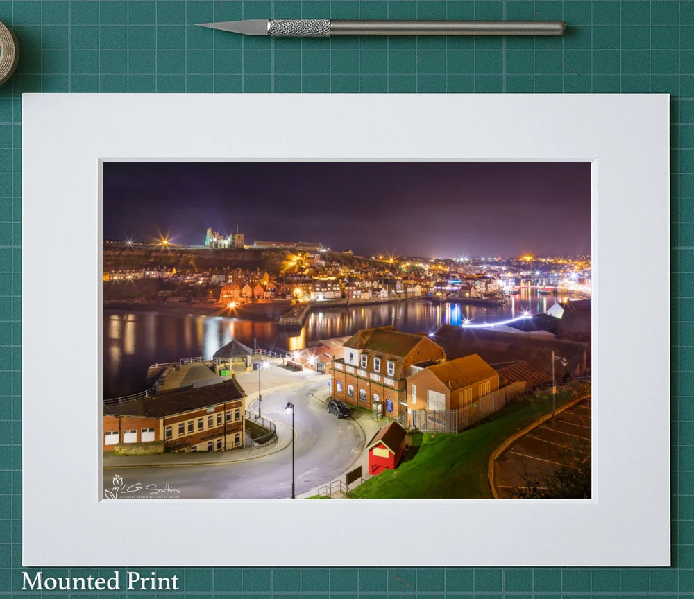 Whitby and The Illuminated Abbey 2 Whitby and The Illuminated Abbey - Landscape-Mounted-Print