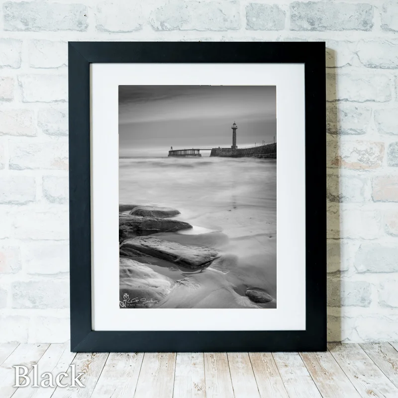 Whitby Beach Black and White 3 Whitby Beach Black and White - Black-Portrait-Frame