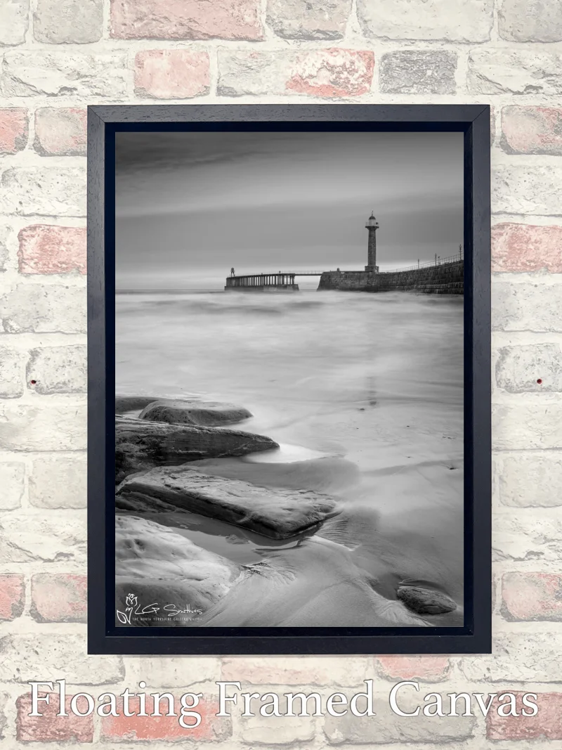 Whitby Beach Black and White 7 Whitby Beach Black and White - Float-Frame-Canvas-Portrait