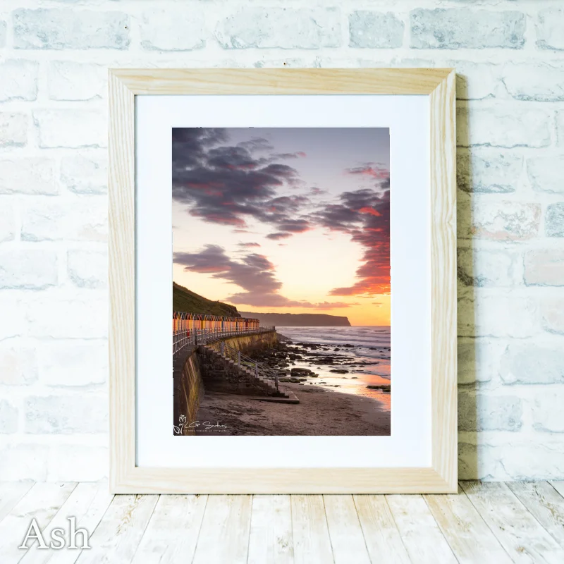 Whitby Beach Huts Summers Night 4 Whitby Beach Huts Summers Night - Ash-Portrait-Frame