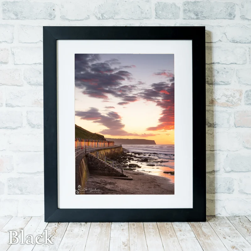 Whitby Beach Huts Summers Night 3 Whitby Beach Huts Summers Night - Black-Portrait-Frame