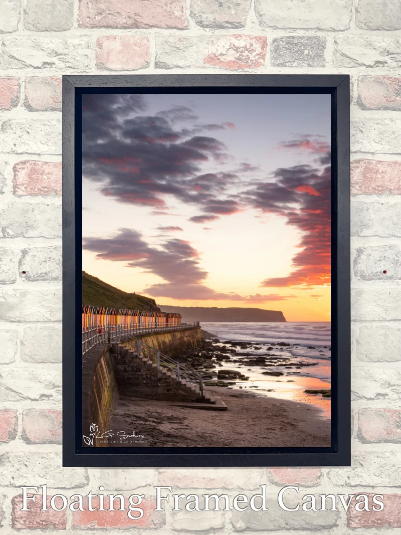 Whitby Beach Huts Summers Night 7 Whitby Beach Huts Summers Night - Float-Frame-Canvas-Portrait