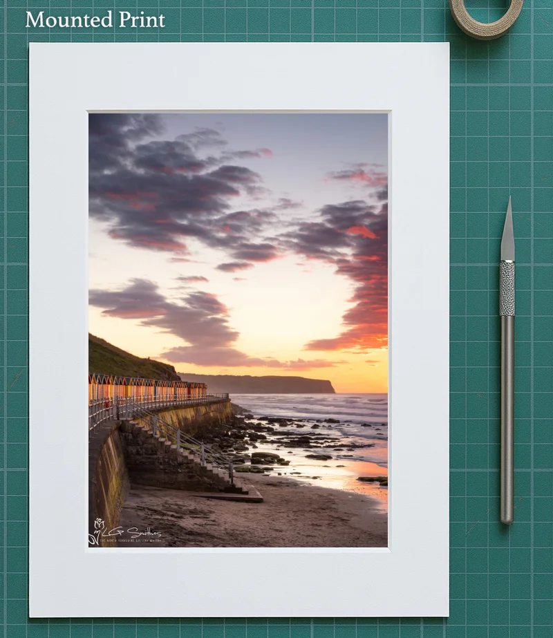 Whitby Beach Huts Summers Night 5 Whitby Beach Huts Summers Night - Mounted-Print-Portrait