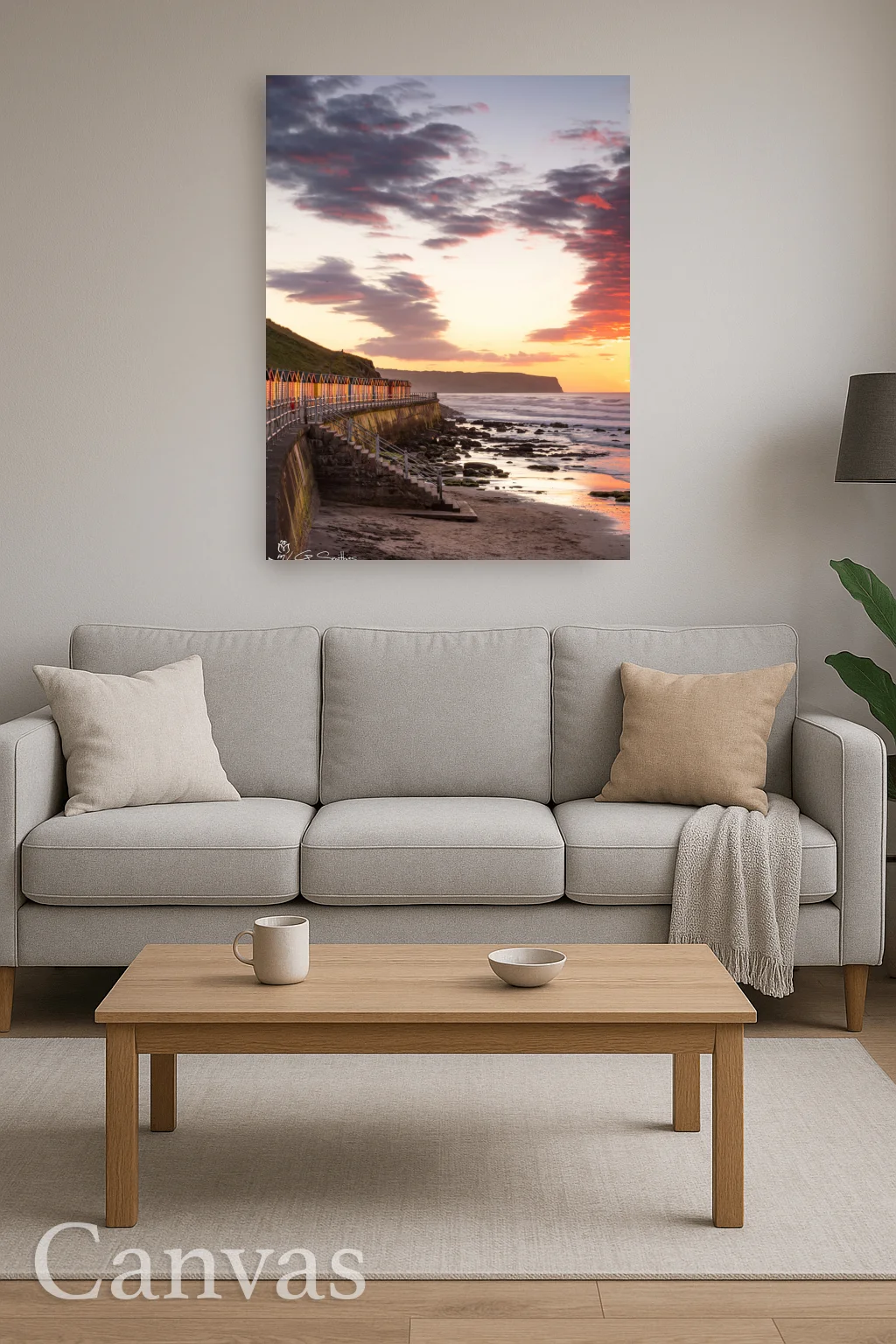 Whitby Beach Huts Summers Night 8 Whitby Beach Huts Summers Night - Wall-art-for-living-room-portrait