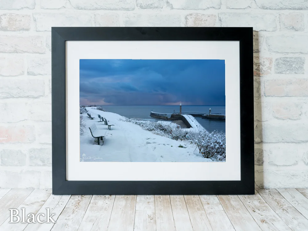 Whitby Coast In The Snow 6 Whitby Coast In The Snow - Black-Landscape-Frame