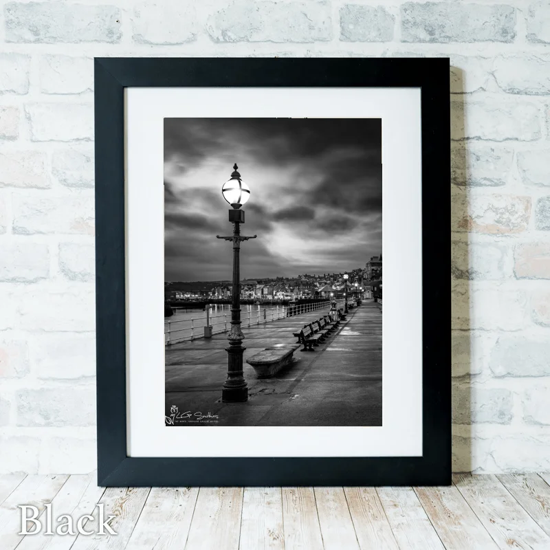 Whitby From The Harbour Black And White 3 Whitby From The Harbour Black And White - Black-Portrait-Frame