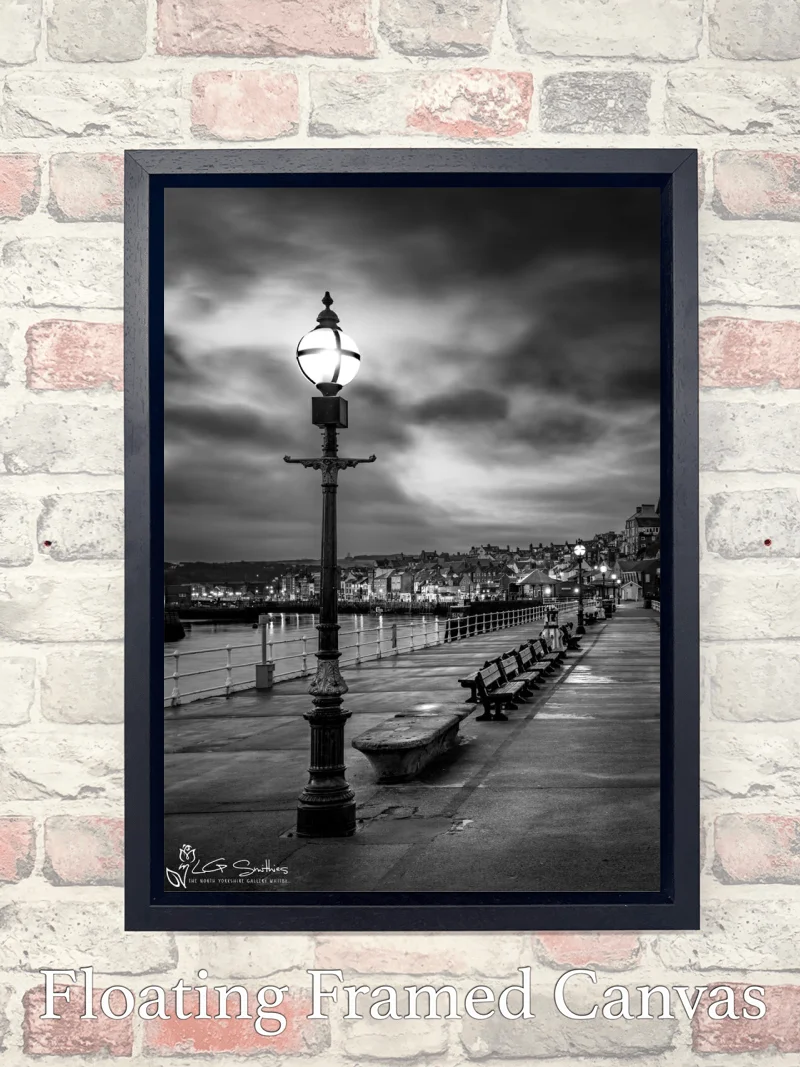 Whitby From The Harbour Black And White 7 Whitby From The Harbour Black And White - Float-Frame-Canvas-Portrait