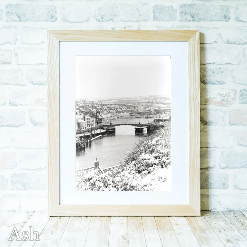 Whitby Harbour and Swing Bridge In The Snow 4 Whitby Harbour and Swing Bridge In The Snow - Ash-Portrait-Frame