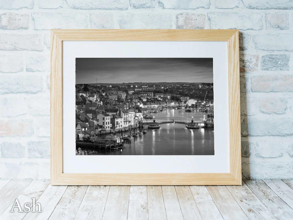 Whitby Harbour At Night Black And White 7 Whitby Harbour At Night Black And White - Ash-Landscape-Frame