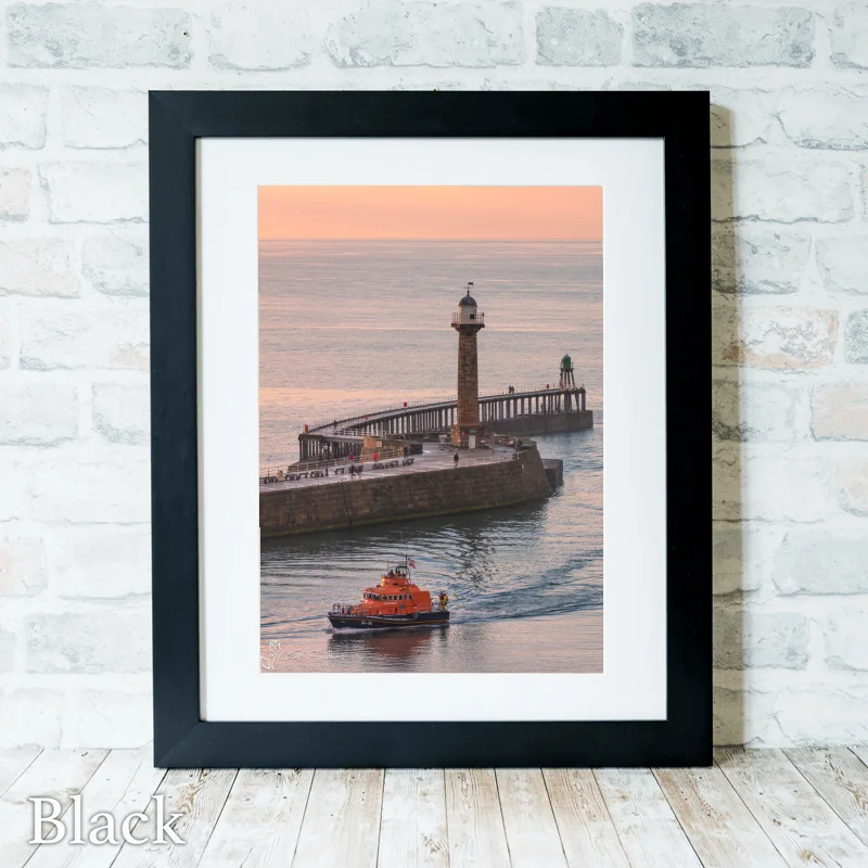 Whitby Lifeboat Returns To Port 3 Whitby Lifeboat Returns To Port - Black-Portrait-Frame