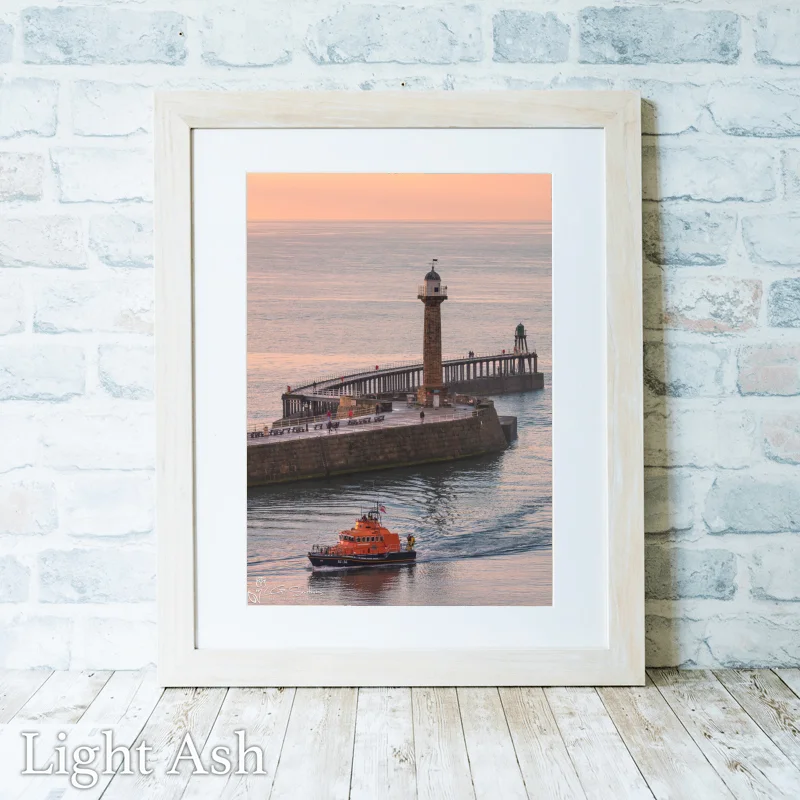Whitby Lifeboat Returns To Port 2 Whitby Lifeboat Returns To Port - Light-Ash-Portrait-Frame