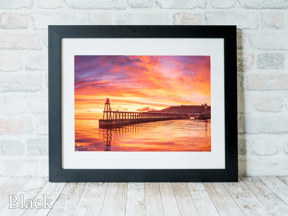 Whitby Pier At Sunrise 6 Whitby Pier At Sunrise - Black-Landscape-Frame