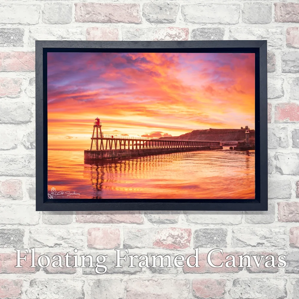 Whitby Pier At Sunrise 3 Whitby Pier At Sunrise - Landscape-Float-Frame-Canvas