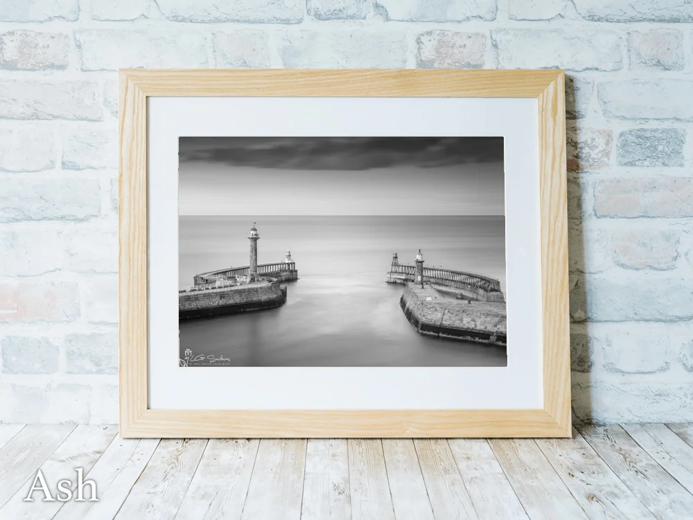 Whitby Piers Black and White 7 Whitby Piers Black and White - Ash-Landscape-Frame