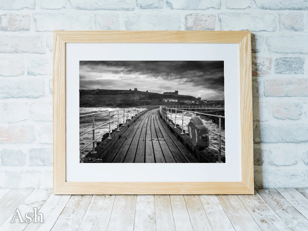 Whitby Piers In A Storm Black And White 7 Whitby Piers In A Storm Black And White - Ash-Landscape-Frame