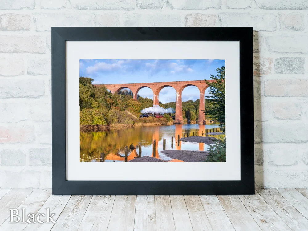 Whitby Steam Train At Larpool Viaduct 6 Whitby Steam Train At Larpool Viaduct - Black-Landscape-Frame